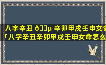 八字辛丑 🐵 辛卯甲戌壬申女命「八字辛丑辛卯甲戌壬申女命怎么样」